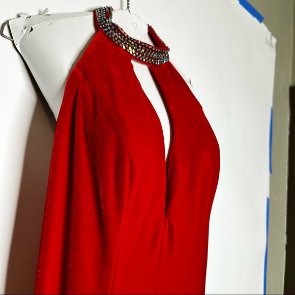 Prima Donna Collection Red Dress Sz S - Collar Jewels Prom Pageant Backless Gown - Picture 13 of 13